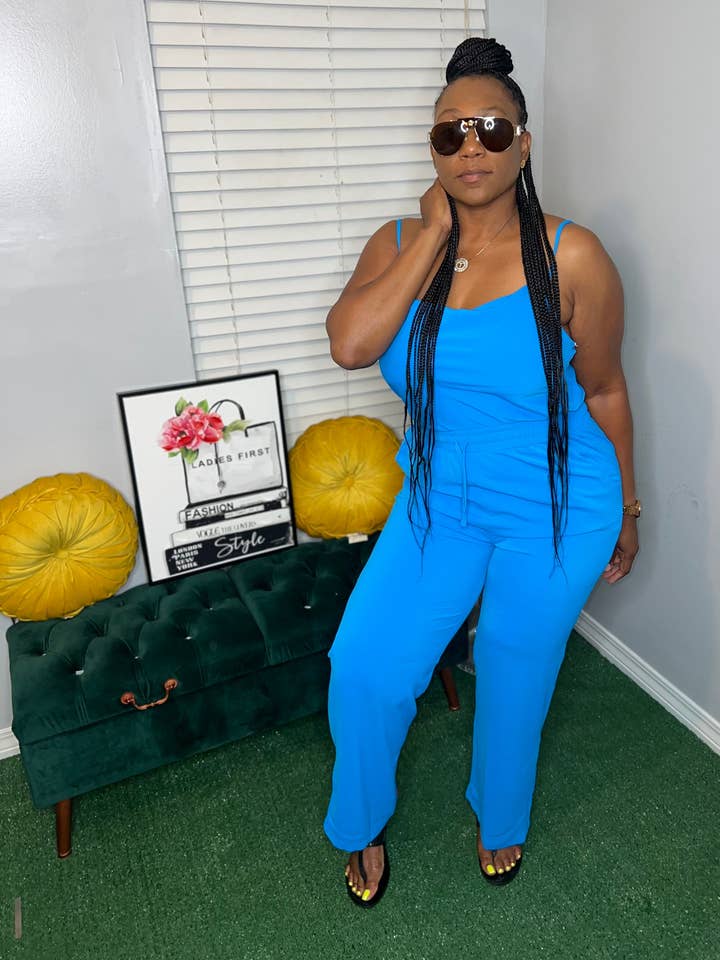 HEATHER ELETRIC BLUE JUMPSUIT for wholesale by Classy Diva Boutique LLC