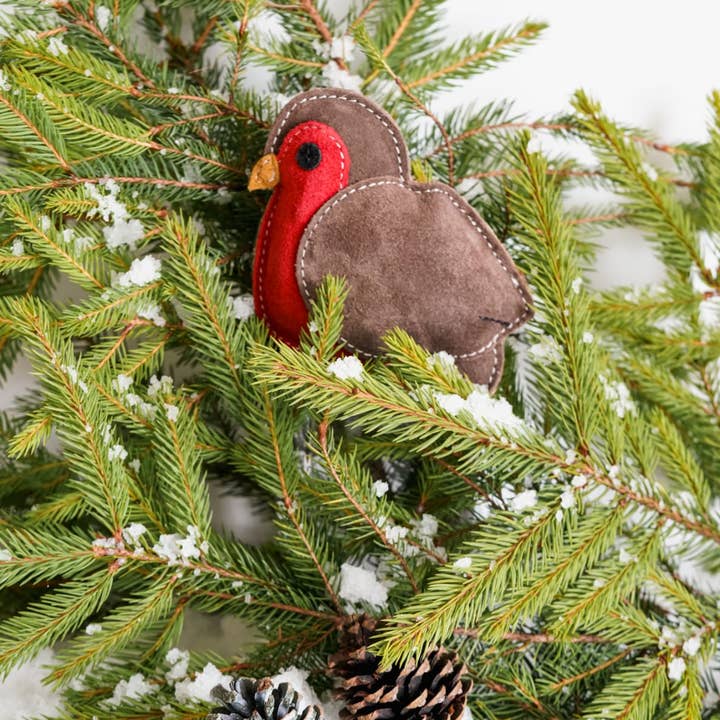 Aurora Paws - Vente Jouet à mâcher – chien - Rodney le Rouge-gorge Jouet Écologique de Noël pour Chien3