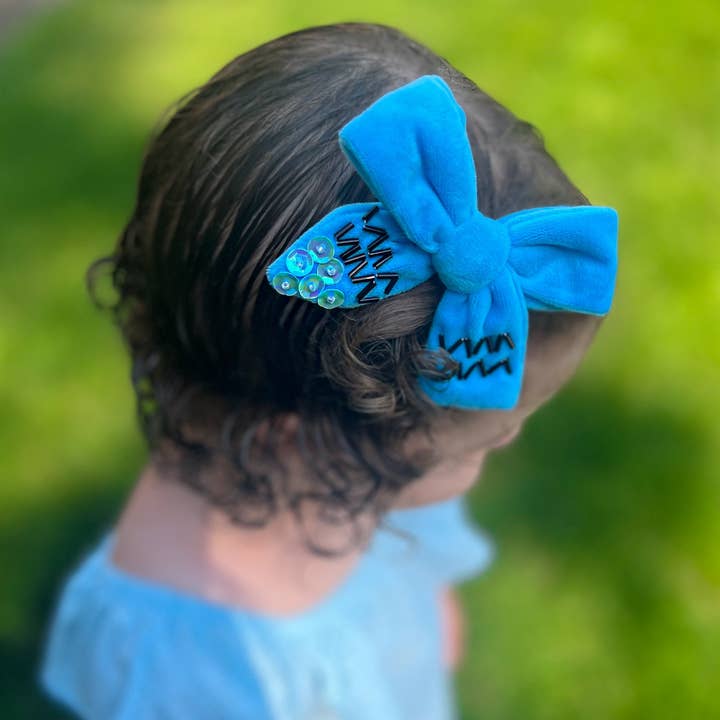 Sparkling New Baby, LLC. - Vente Nœud pour cheveux – enfant - Nœud en velours jaune crayon2