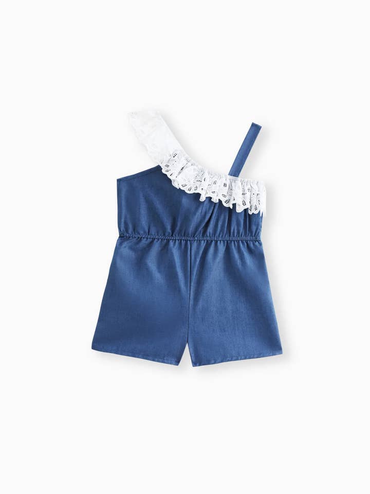 DENIMBLUE Toddler Girl Slop Denim Jumpsuit for wholesale on Faire