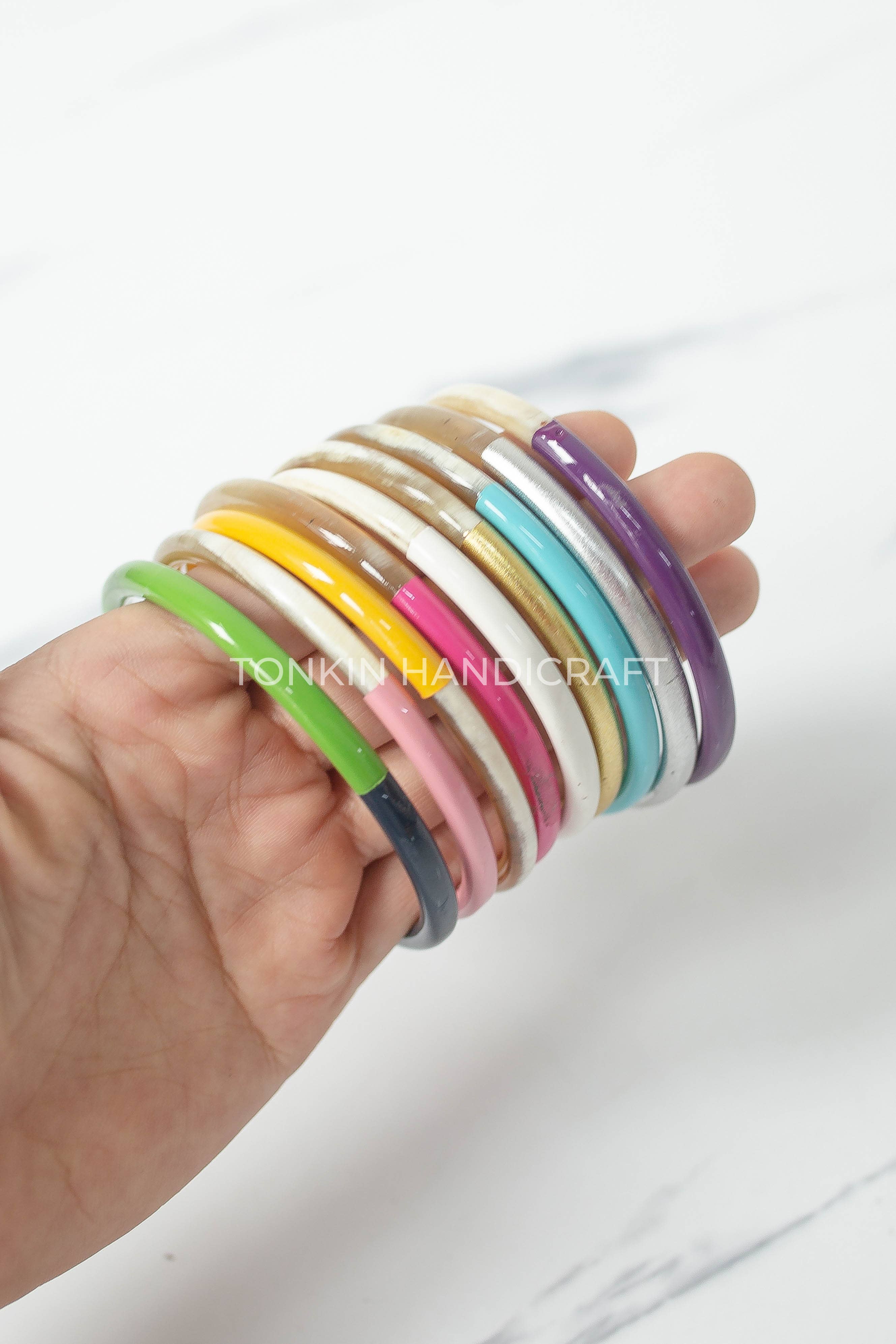 Tonkin Handicraft - Vente Bracelet jonc - Bracelet jonc coloré en corne de buffle7