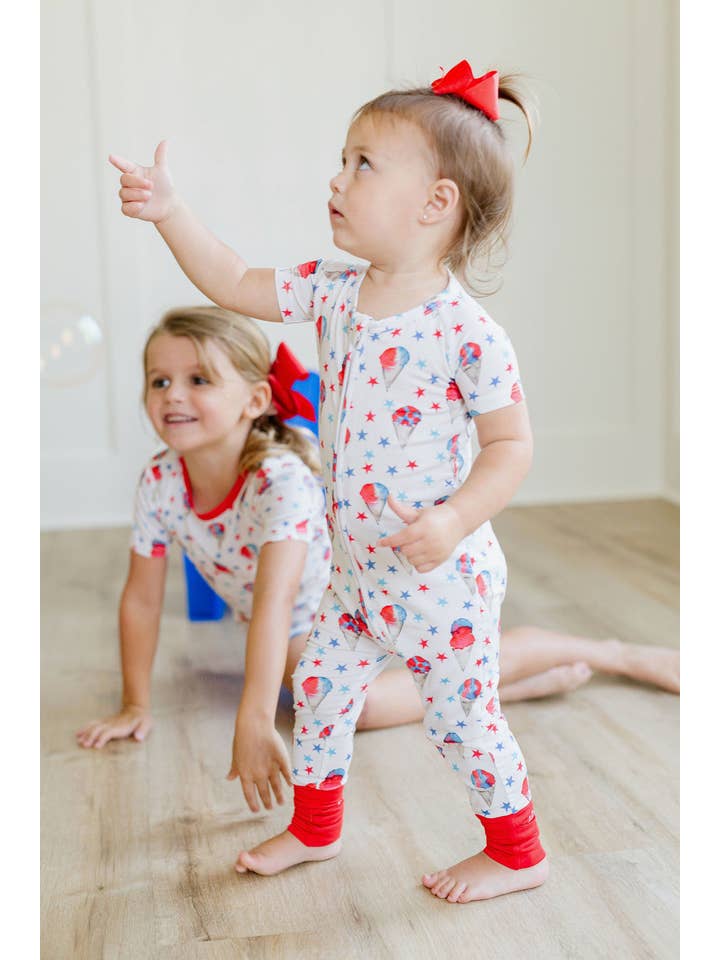 Sweet Bay Clothing – wholesale Jumpsuit – Baby – Red, White and Blue Snowcones Zipper Onesie2