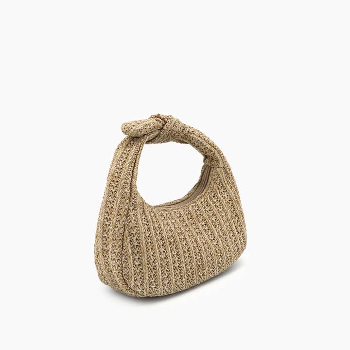 Tan Aimee Mini Straw Top Handle Bag for wholesale on Faire