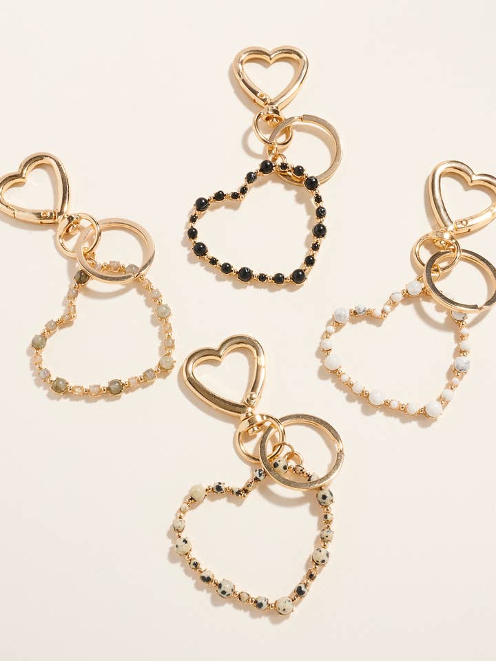 Valentines Heart Shaped Semi Precious Keychain for wholesale by Designature New York