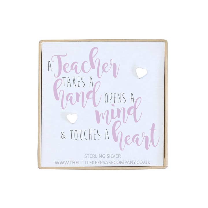 Sterling Silver Quote Earrings - A Teacher Takes A Hand for wholesale by The Little Keepsake Company