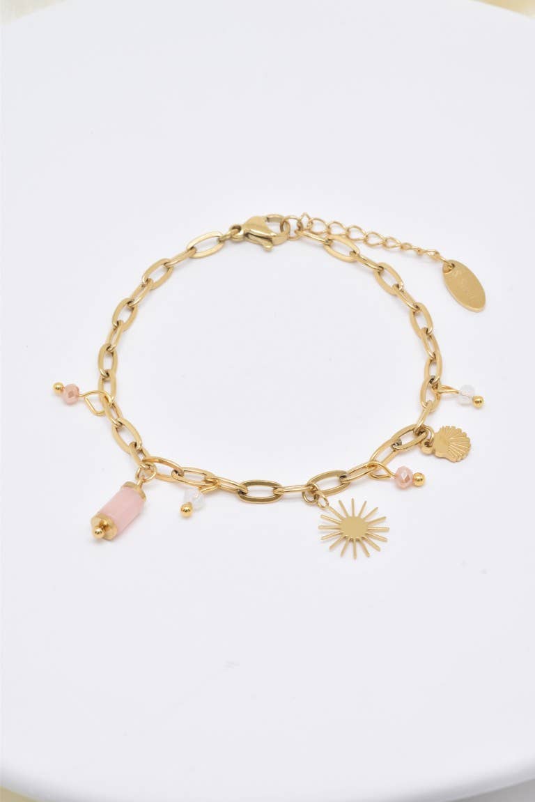 Kapyco – Großhandel Armband mit Charms/Anhängern – Charm-Armband aus Edelstahl - BR110336OR-RO