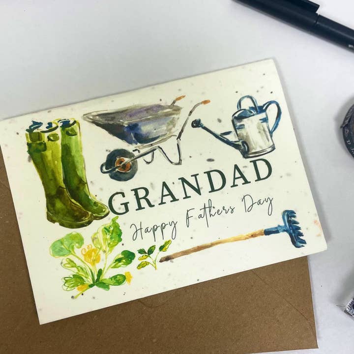 Lauren Young Illustration - Wholesale Father's Day Card - Grandad fathers day Plantable card / fathers day card4