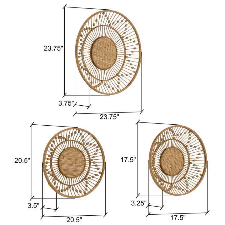 Aspire Home Accents - Wholesale Wall Accent - Layana Wall Decor (Set of 3) - 24"H x 24"W4