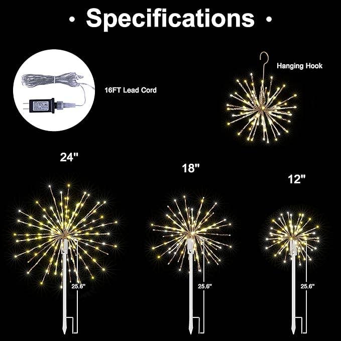 LIGHTSHARE - Wholesale Outdoor/Lawn Light - Starburst Light Lighted Ball LED Firework Lights White Twink32
