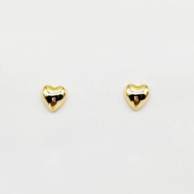 Orecchini a perno a forma di cuore gonfio dorato da 0,5". per la vendita all'ingrosso da parte di What's Hot