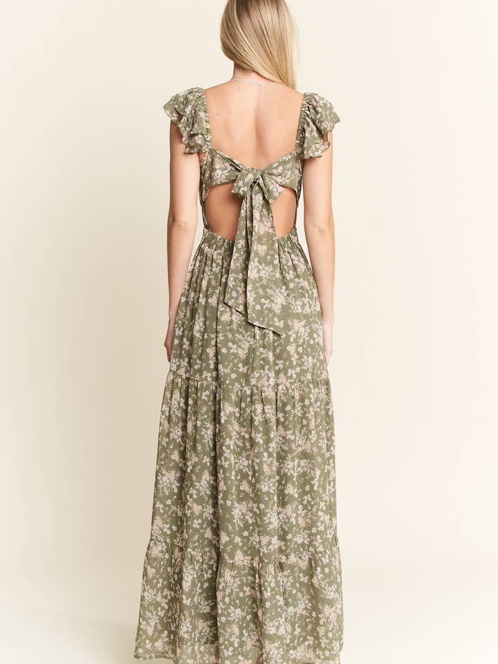 JADE BY JANE - Wholesale Dress - Women's - RUFFLE SLEEVE TIERED MAXI DRESS40