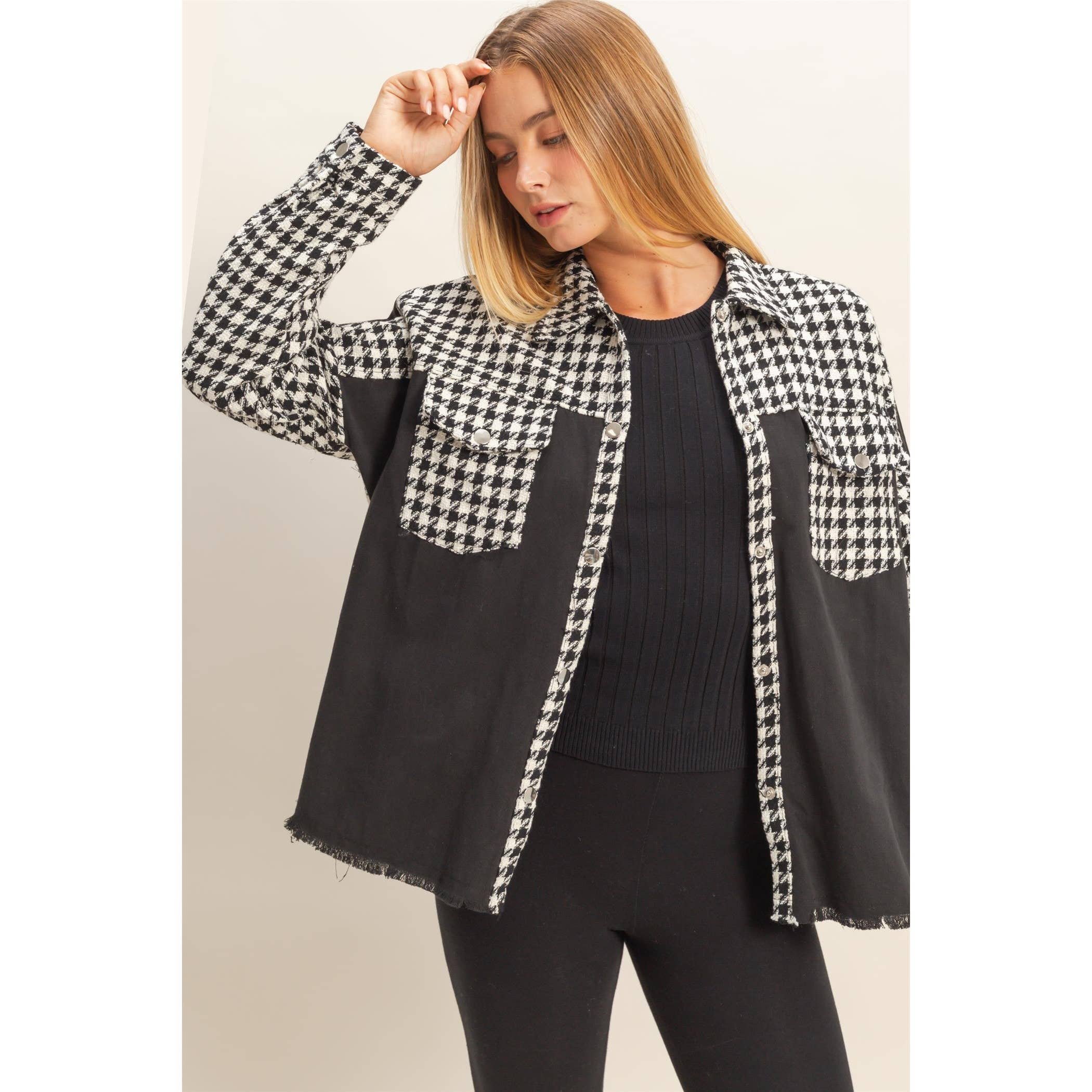 HYFVE - Wholesale Shirt Jacket/Shacket - Women's - Mixed Media Frayed Shacket5