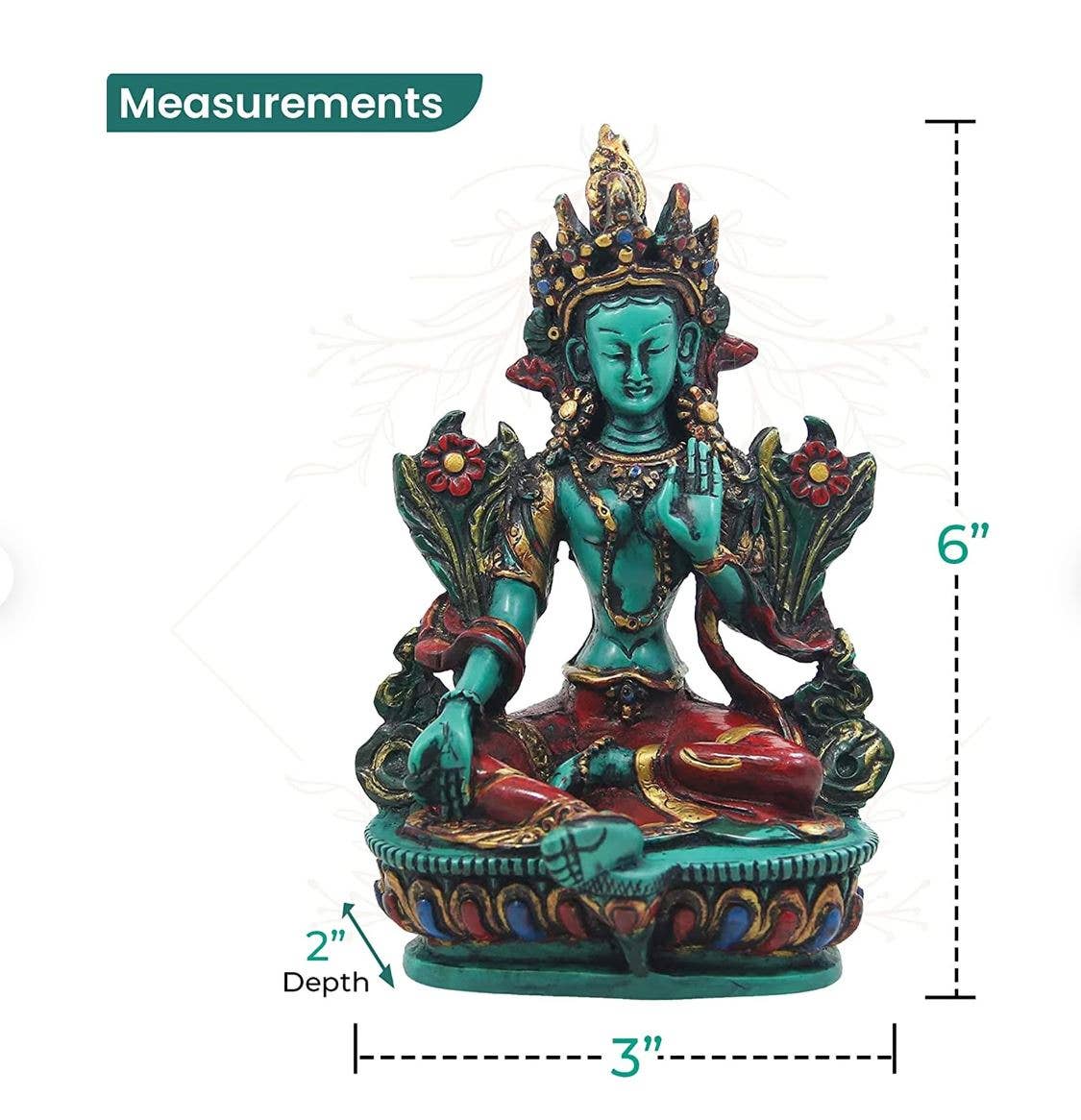 Lungta Imports - Venta al por mayor Escultura - Gran estatua de resina de Tara Verde, diosa madre budista tibetana7