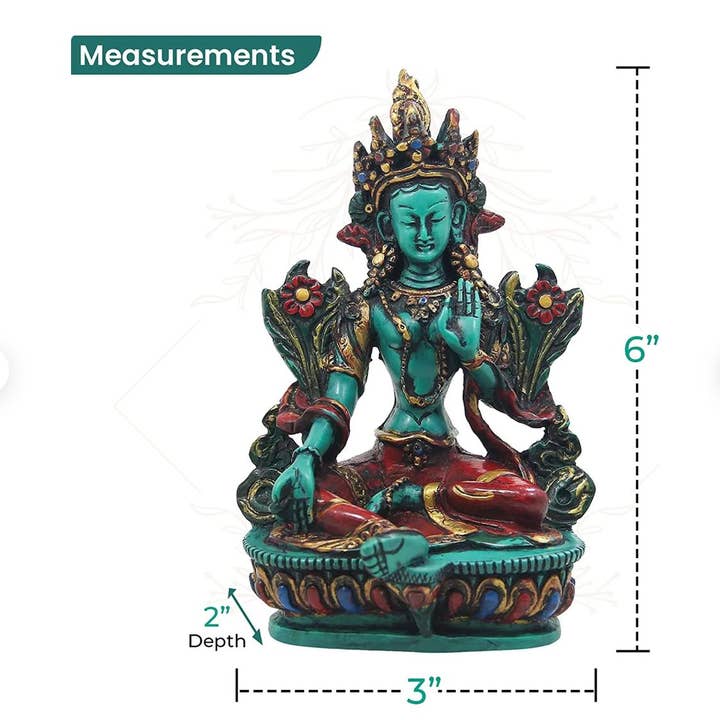 Lungta Imports - Venta al por mayor Escultura - Gran estatua de resina de Tara Verde, diosa madre budista tibetana7