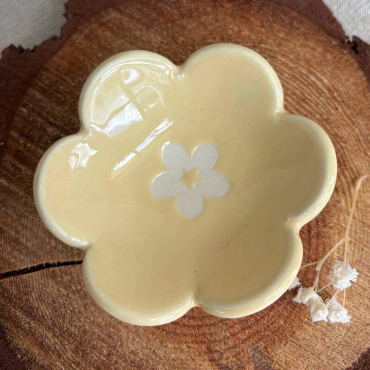 Ceramic Blossom Trinket Dish - Lemon for wholesale by Curtis Park Soap & Ceramics