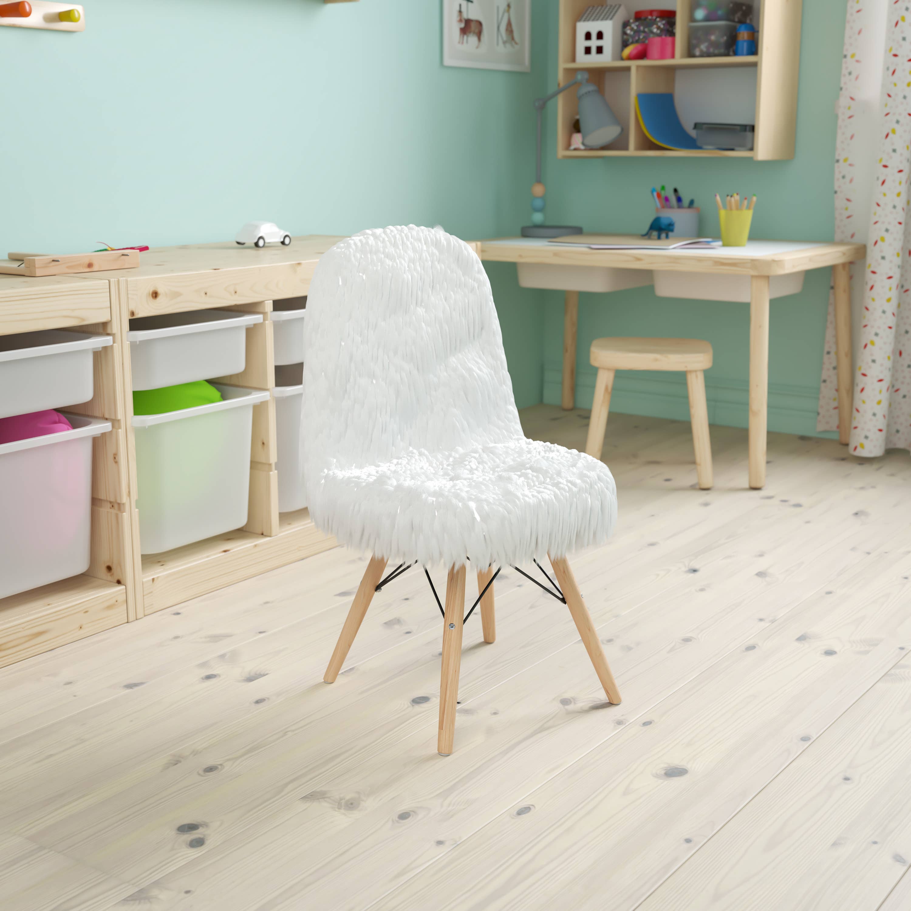 Kids Shaggy Dog White Accent Chair - Desk Chair for wholesale on Faire