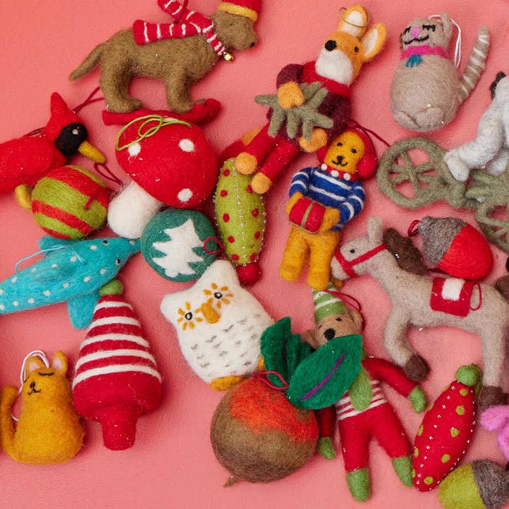 rockflowerpaper - Wholesale Ornament Set - BEETS Felt Ornaments - 3 pc assortment