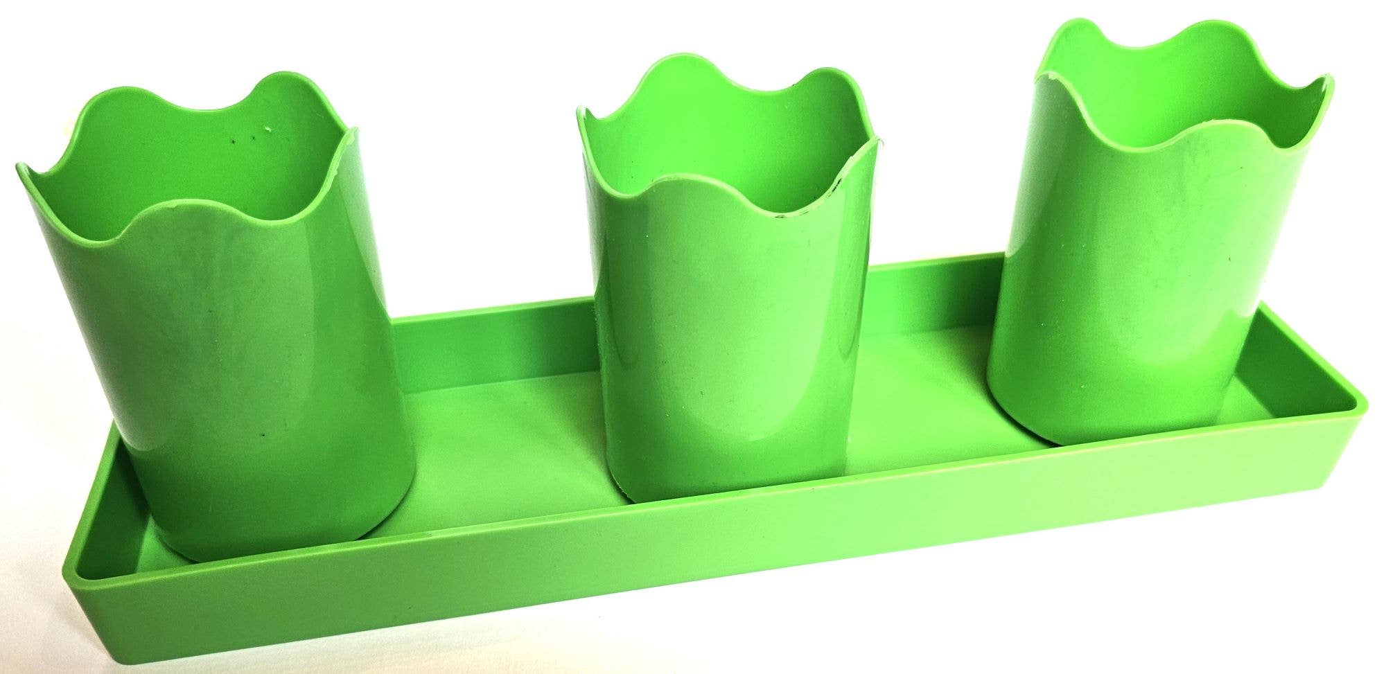 Austin Planter - Wholesale Plant Pot - Wavy 2-inch APW Flower 3-Pots with 1-Rectangle Saucer7