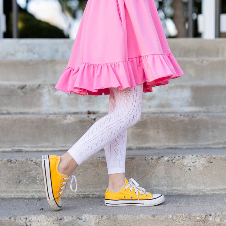 Little Stocking Co. – Großhandel Strumpfhose – Kinder – Weiße, schicke, fußlose Strickstrumpfhose3