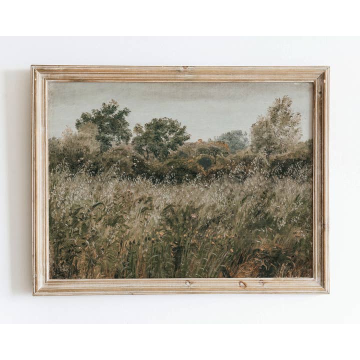Rustic Vintage European Flower Grass Field Art Print VP61 for wholesale by Sugar & Canvas