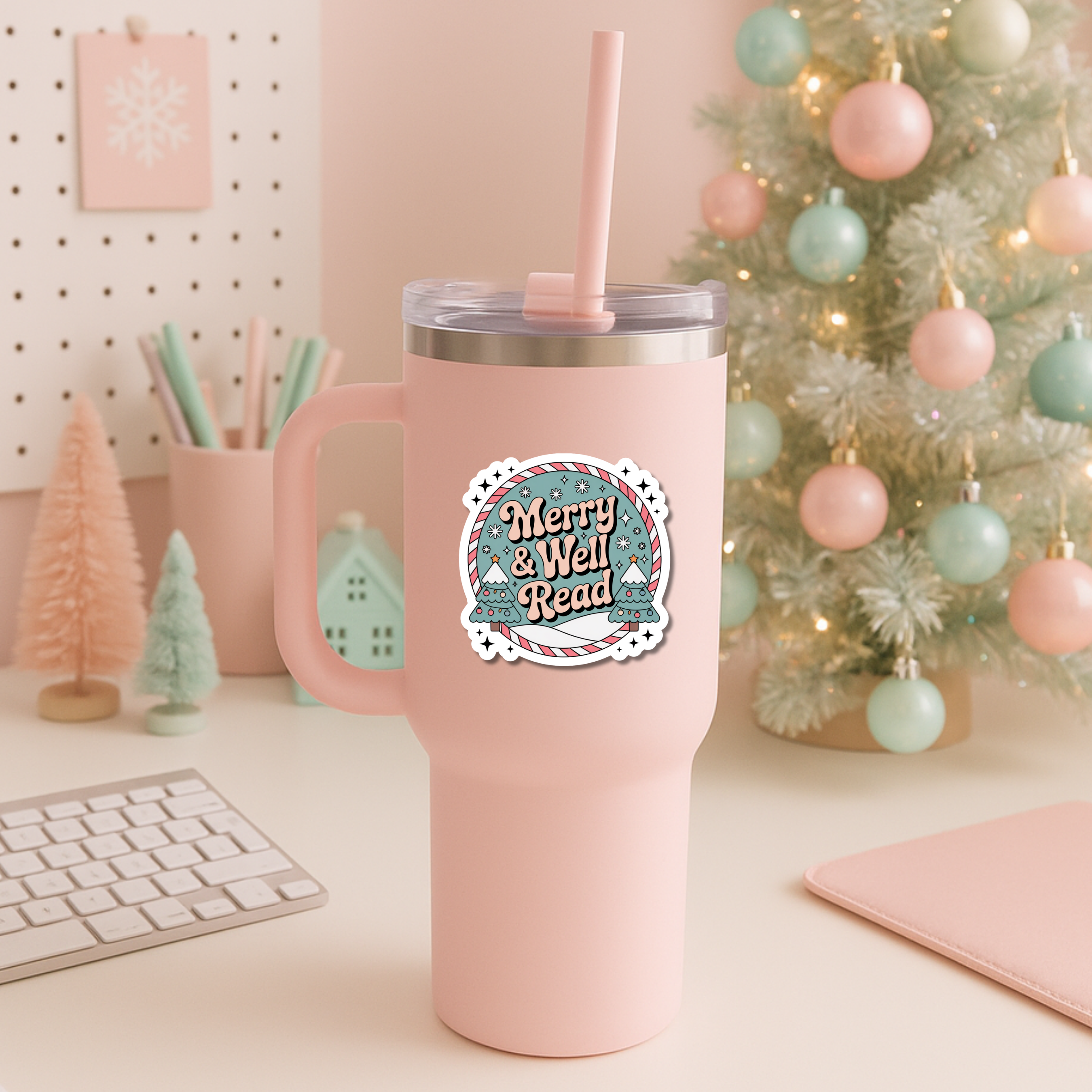 Auburn Row Design - Wholesale Sticker - Vrolijke & Goed Gelezen Boeken Kerstmis Uitgesneden Sticker3