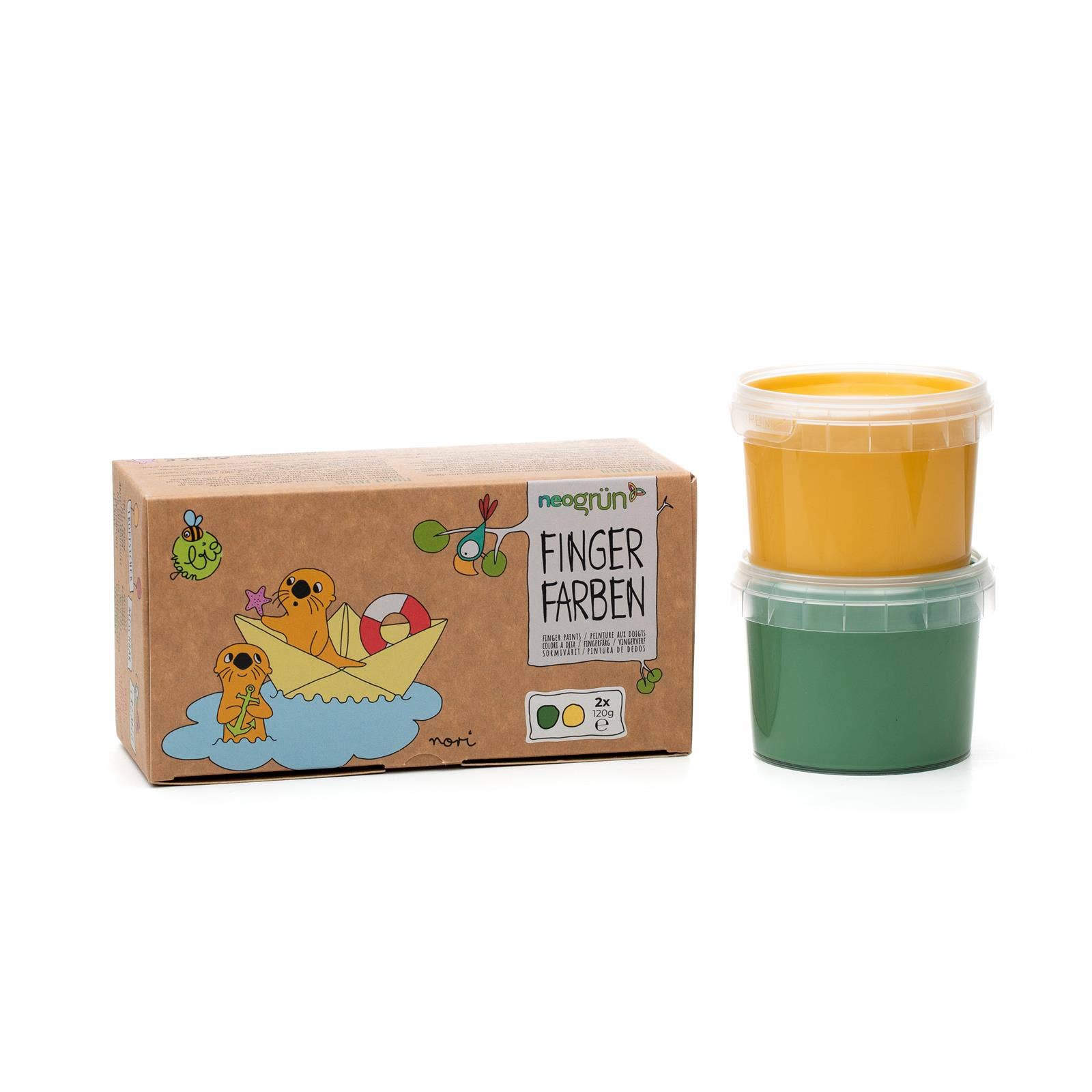 NEOGRÜN – wholesale Fingerfärg – Ekologiska veganska fingerfärger set om 2, ”Nori” grön/gul3