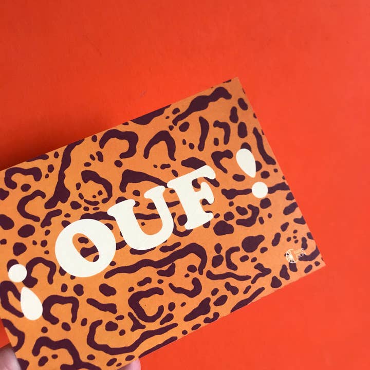 Carta OUF _ Onomatopee_ Leopardo per la vendita all'ingrosso da parte di Claire Colin