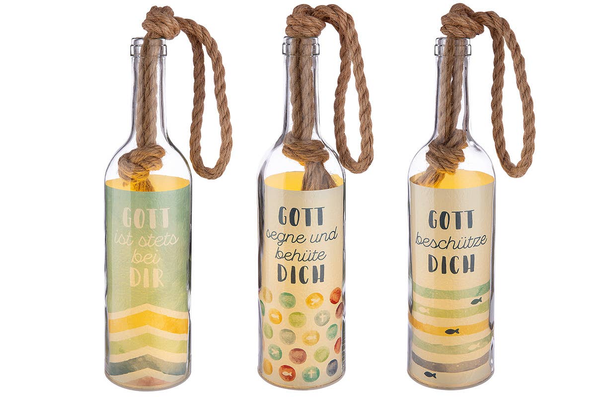 Gilde Handwerk Macrander GmbH & Co. KG - Wholesale Decorative Tabletop Object - Glass 5-LED bottles.Christian VE 18 so0