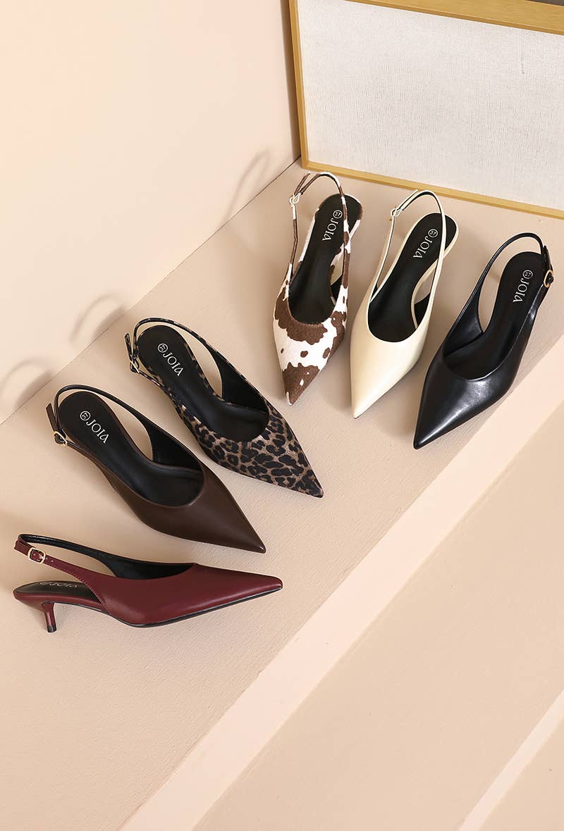 Joia Paris - Wholesale Low Heels - Women's - Pointed toe slingback pump, small thin heel H8-1021E14