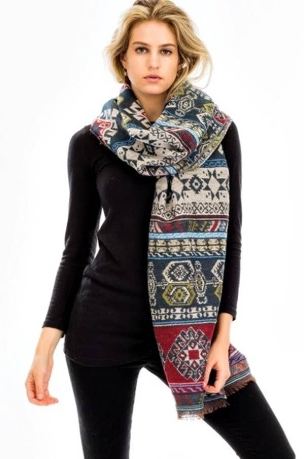 Cap Zone - Wholesale Scarf - Women's - Tribal Navajo Boho Over Sized Blanket Shawls Scarf6
