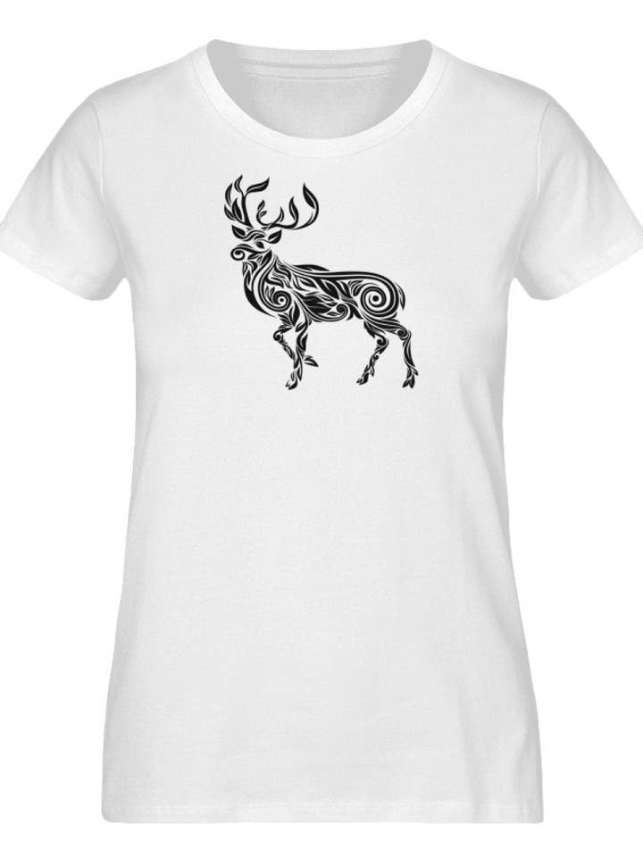 Deer Tribal Flowers - camisa orgánica premium para mujer para venta al por mayor de Uwaldu