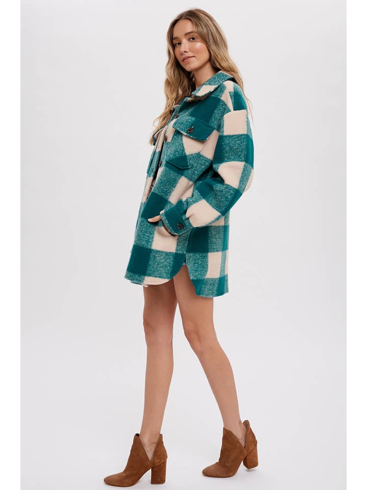 Bluivy – Engroshandel Frakke - Dame – BØRSTET PLAID OVERDIMENSIONERET FRAKKE8