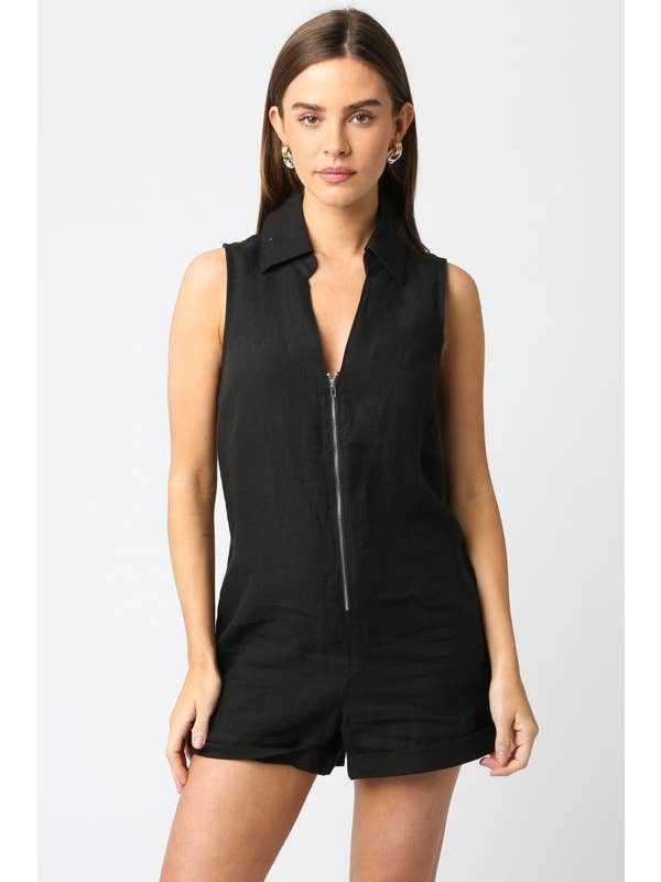 Olivaceous - Wholesale Romper - Women's - Haisley Zip Up Romper