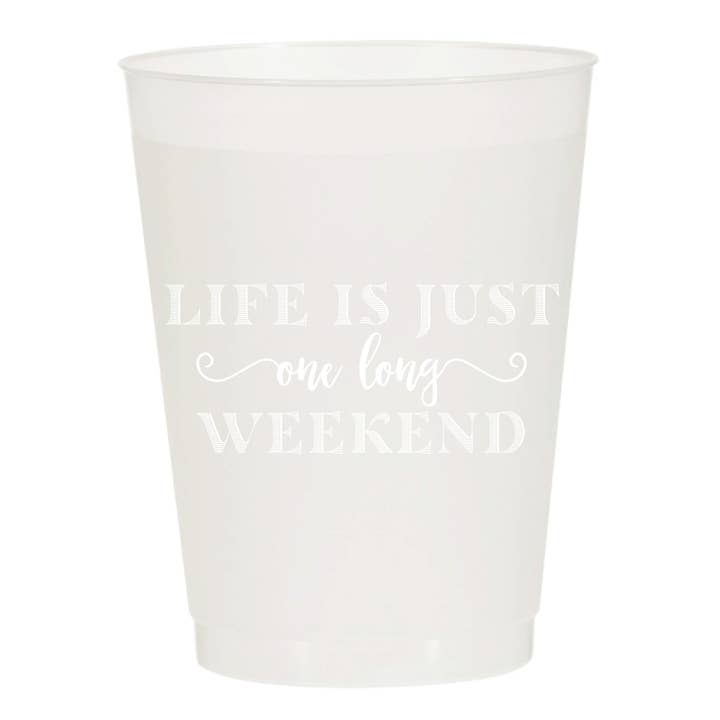 Copas blancas esmeriladas Life is One Long Weekend, color verano para venta al por mayor de Sip Hip Hooray