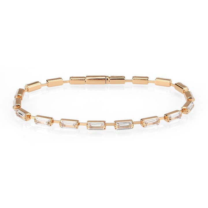 3W1714 - Rose Gold Brass Bracelet with AAA Grade CZ in Clear for wholesale by Alamode