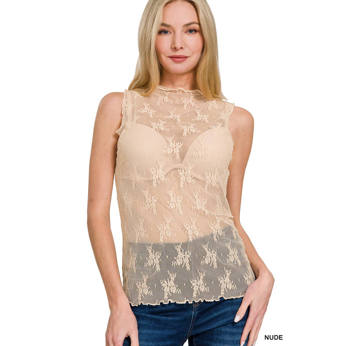42POPS - Wholesale Knit Top - Women's - ',,._ Sheer Lace Layering Blouse Top8