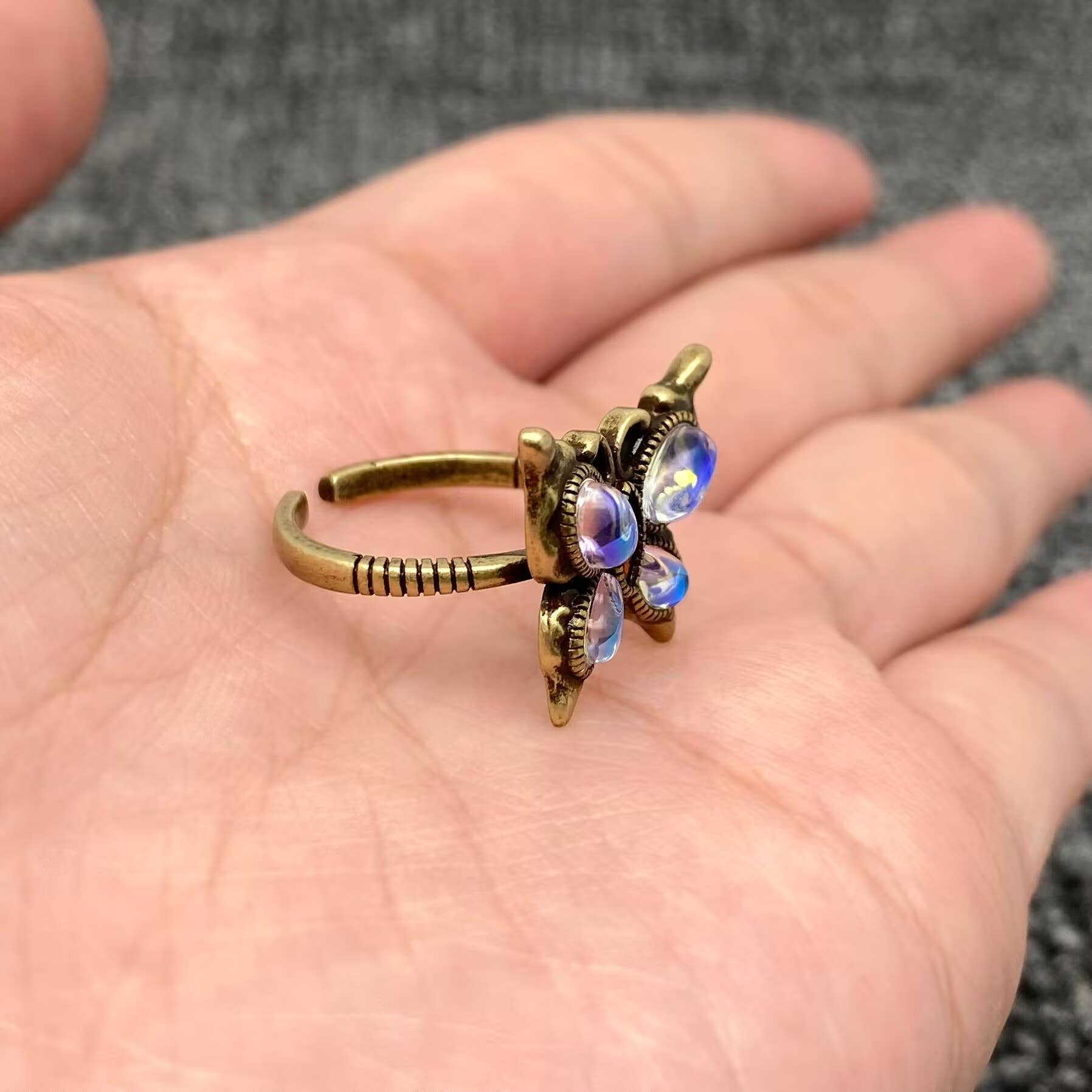 Mio Queena - Wholesale Cocktail/Statement Ring - Vintage Color Changing Butterfly Bronze Adjustable Ring2