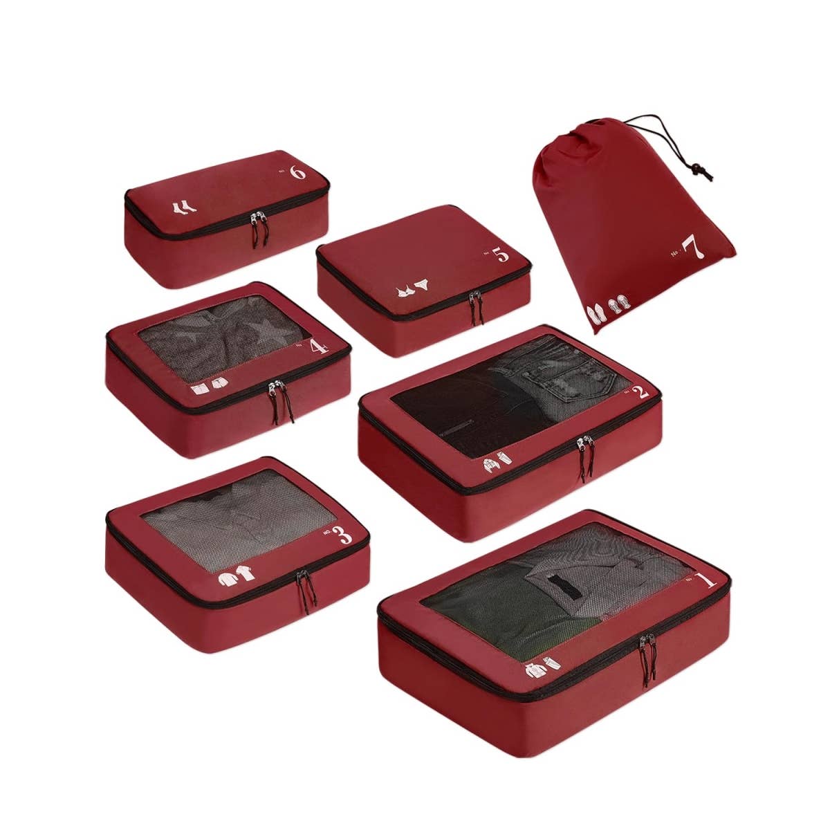 wandf – wholesale Packningskub – 7-delat set tåliga resväskorganisatörer med packpåsar48