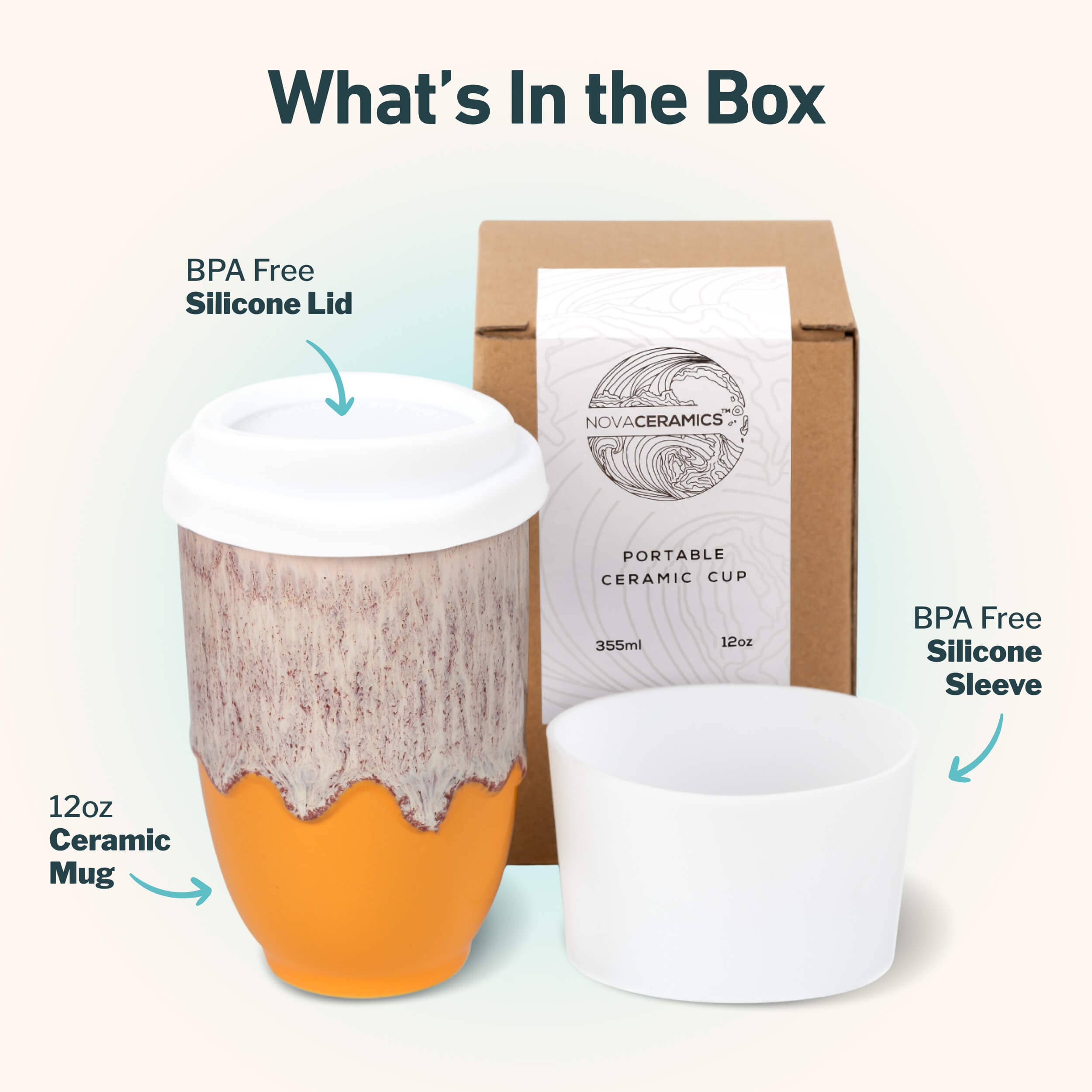 Nova Ceramics Travel Mugs - Wholesale Coffee Mug - Grapefruit 12oz Ceramic Travel Mug – Reusable & Stylish1