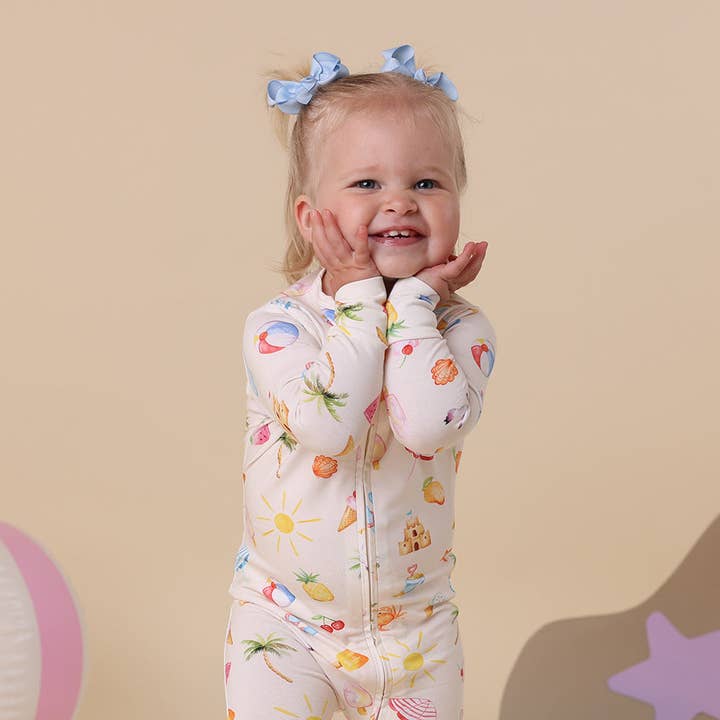 Snuggle Hunny - Wholesale Jumpsuit – Baby - Beach Fun Organic Snugglesuit Convertible Romper3