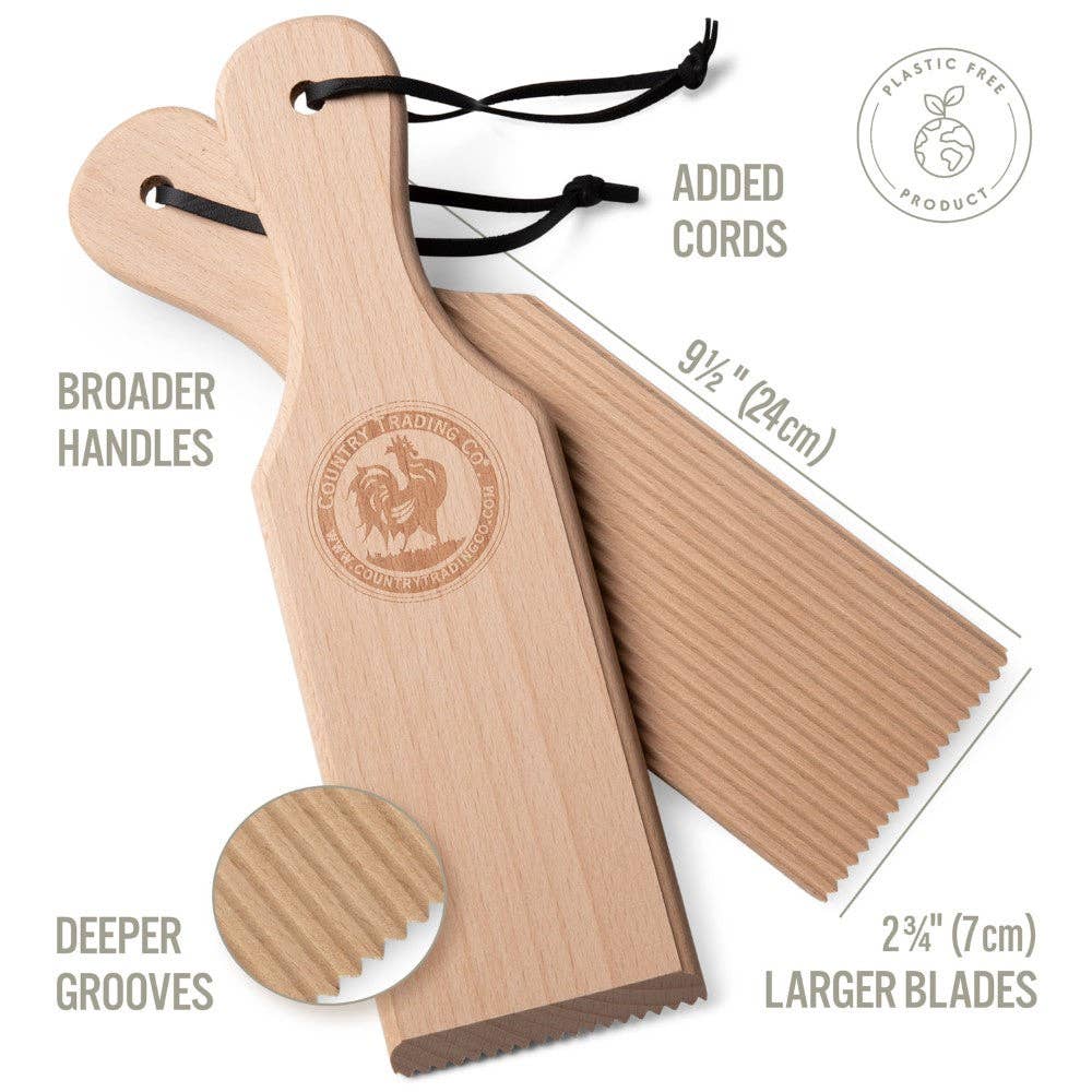 Country Trading Co. - Wholesale Cutting Board - Wooden Gnocchi Boards & Butter Paddle Set1