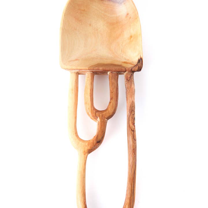 Swahili | AFRICAN MODERN - Wholesale Serving Utensil - Triple Loop Olive Wood Rice Spoon