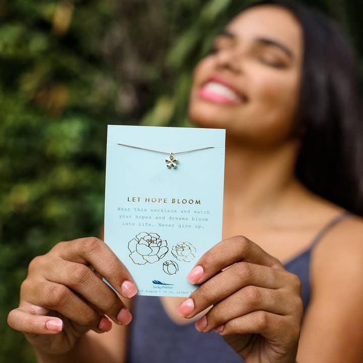 Lucky Feather - Wholesale Pendant/Charm Necklace - New Moon Gold Necklace - LET HOPE/FLOWER2