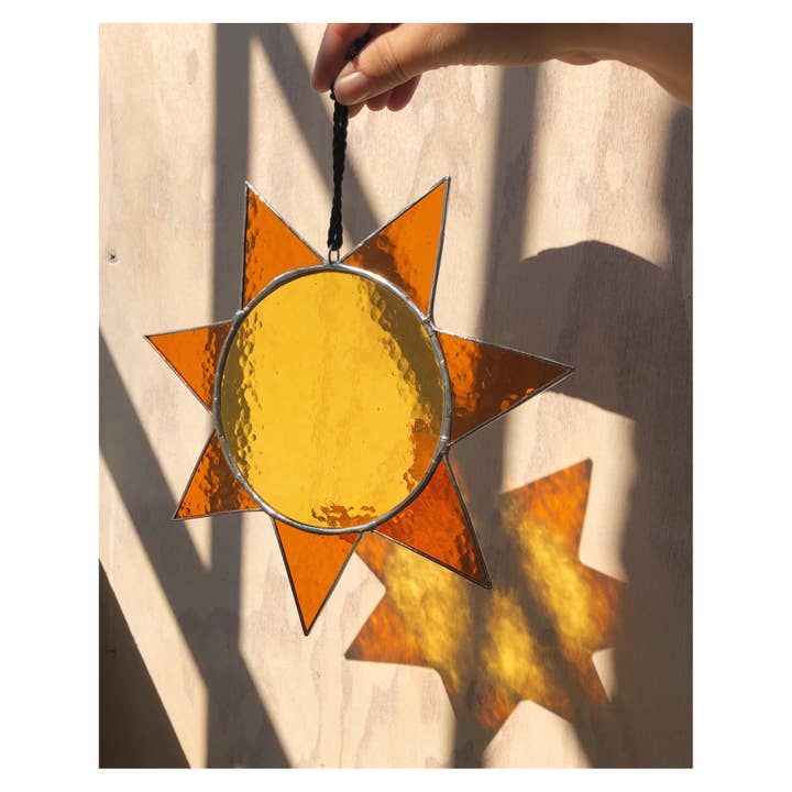 Sunshine Stained Glass Sun Catcher for wholesale by Chelbie Hunger Glassworks