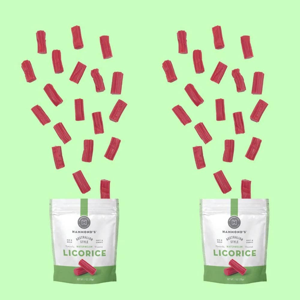 Hammond's Candies - Wholesale Licorice - Australian Style Licorice - Watermelon - 7 oz Resealable Bag2