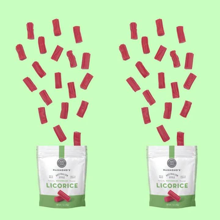 Hammond's Candies - Wholesale Licorice - Australian Style Licorice - Watermelon - 7 oz Resealable Bag2