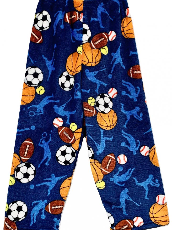 Fuzzy Sports Frenzy Pajama Pants for wholesale by Made With Love & Kisses