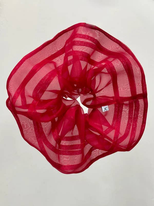 Ella Oversized Silk Pleated Scrunchie in Crimson Red for wholesale by Jasmine Chong