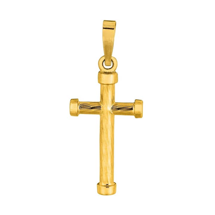 Petit pendentif croix fantaisie brillant en or jaune 14 ct pour la vente par The Diamond Deal