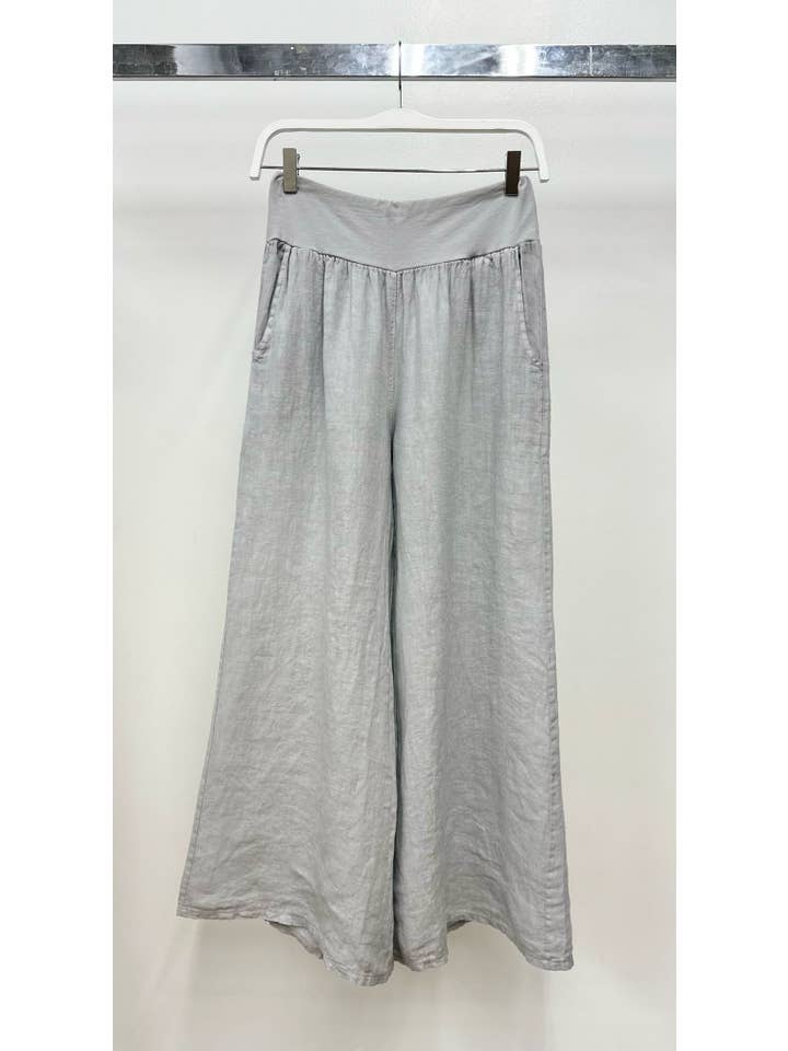 VENTI6 - Wholesale Pants - Women's - SOLID LINEN STRETCH WAISTBAND PANTS (8730-SOLID)25